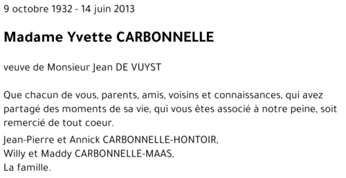 Yvette CARBONNELLE