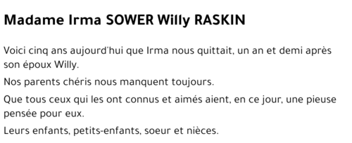 Irma SOWER Willy RASKIN