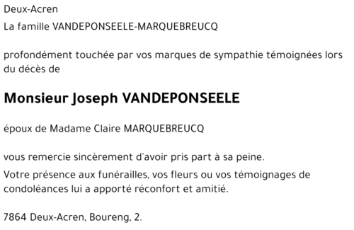 Joseph VANDEPONSEELE