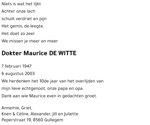 Maurice DE WITTE