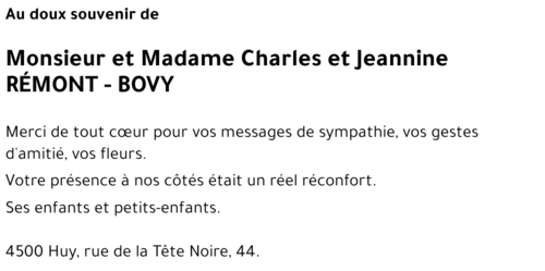 Charles et Jeannine Rémont - Bovy