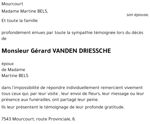 Gérard VANDEN DRIESSCHE