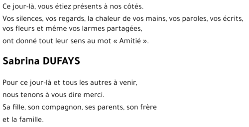 Sabrina DUFAYS