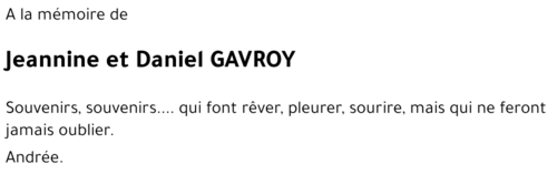 Jeannine et Daniel GAVROY