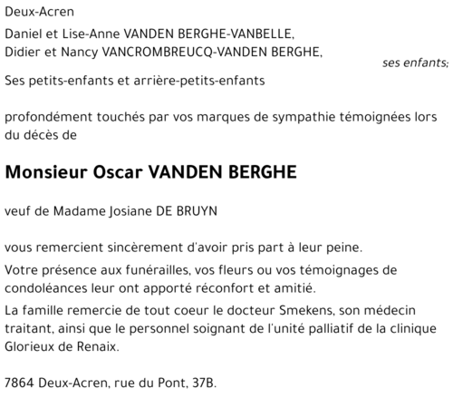 Oscar VANDEN BERGHE
