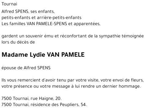 Lydie VAN PAMELE