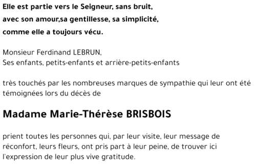 Marie-Thérèse BRISBOIS