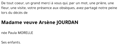 veuve Arsène JOURDAN