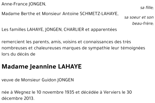 Jeannine LAHAYE