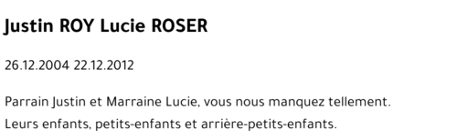 Justin ROY Lucie ROSER