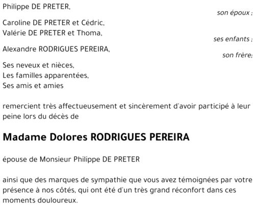 Dolores RODRIGUES PEREIRA