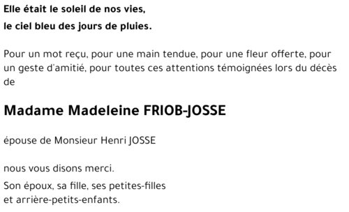 Madeleine FRIOB - JOSSE