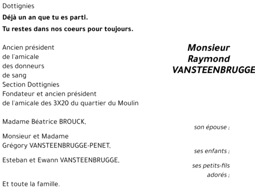 Raymond VANSTEENBRUGGE