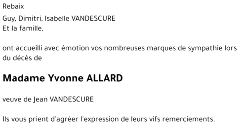 Yvonne ALLARD