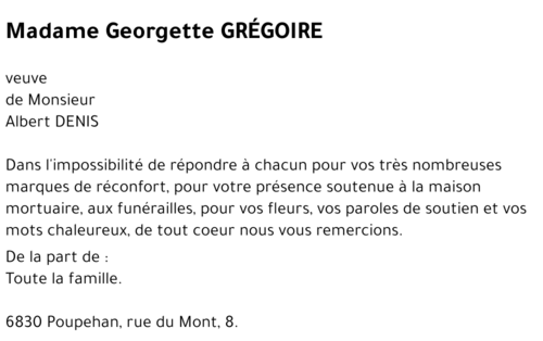 Georgette GRÉGOIRE