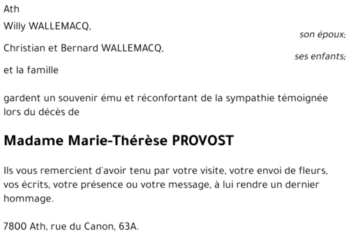 Marie-Thérèse PROVOST