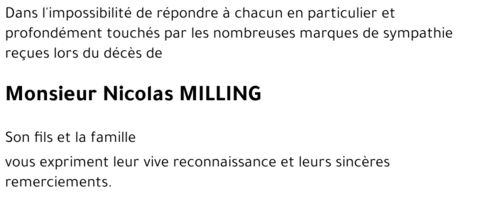 Nicolas MILLING