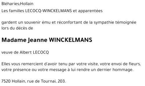 Jeanne WINCKELMANS