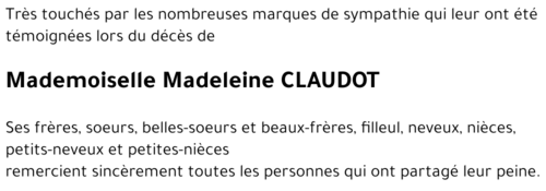 Madeleine CLAUDOT