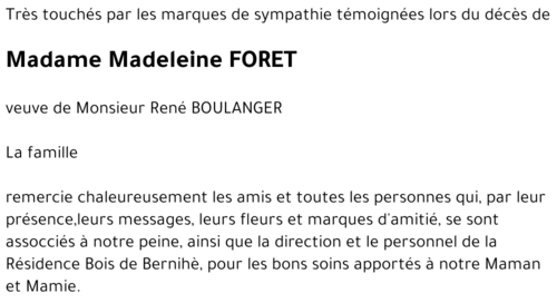 Madeleine FORÊT