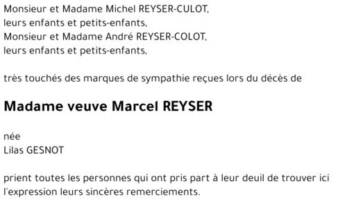 veuve Marcel REYSER