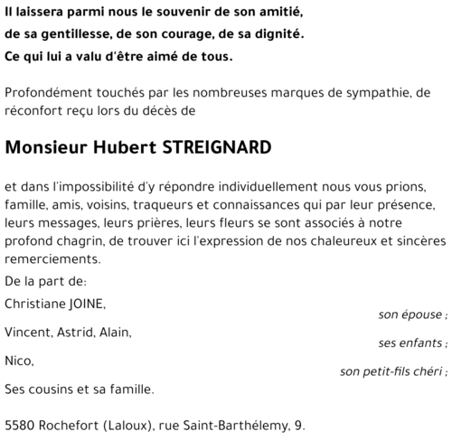 Hubert STREIGNARD