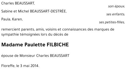 Paulette FILBICHE