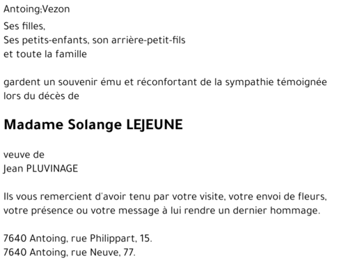 Solange LEJEUNE