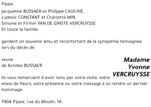 Yvonne VERCRUYSSE