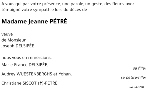 Jeanne PÉTRÉ