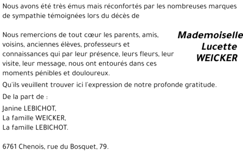 Lucette WEICKER