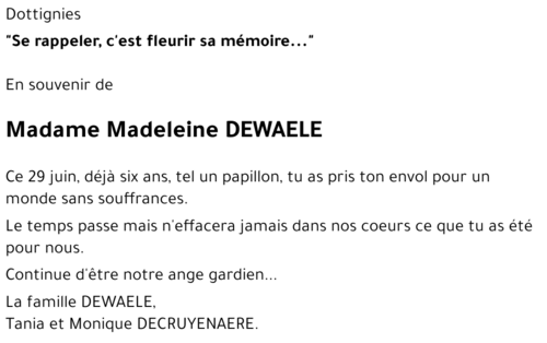 Madeleine DEWAELE