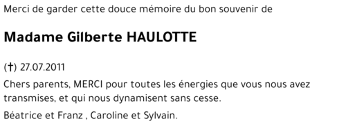 Gilberte HAULOTTE