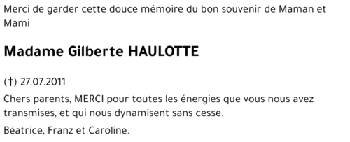 Gilberte HAULOTTE