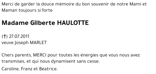 Gilberte HAULOTTE