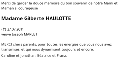 Gilberte HAULOTTE