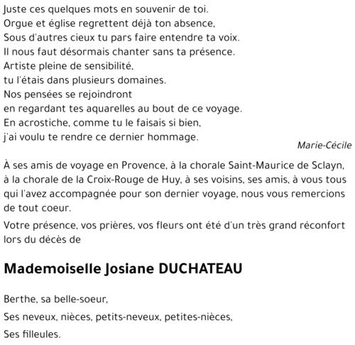 Josiane DUCHATEAU