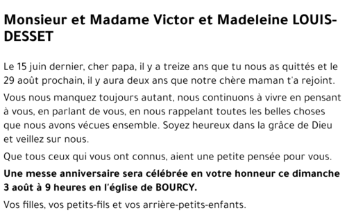 Victor et Madeleine LOUIS-DESSET