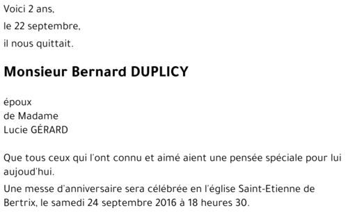 Bernard DUPLICY