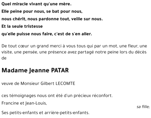 Jeanne PATAR