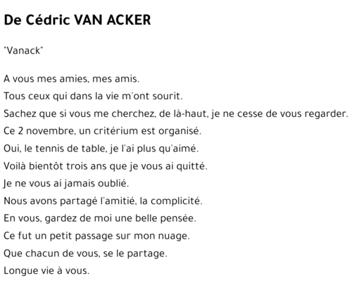 Cédric VAN ACKER