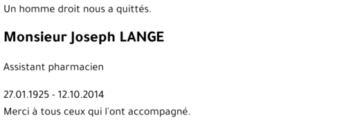 Joseph LANGE