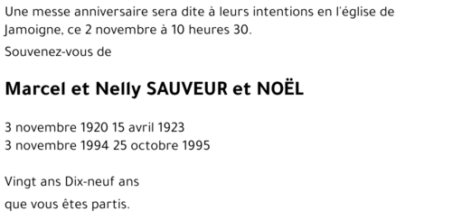 Marcel et Nelly SAUVEUR et NOËL