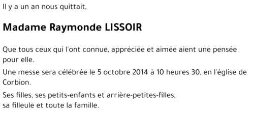 Raymonde LISSOIR