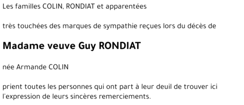 veuve Guy RONDIAT