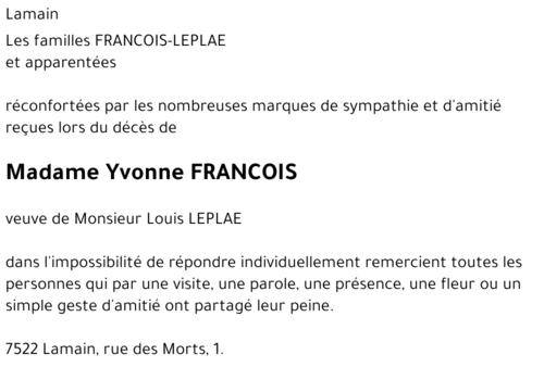 Yvonne FRANCOIS