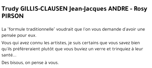 Trudy GILLIS-CLAUSEN Jean-Jacques ANDRE - Rosy PIRSON