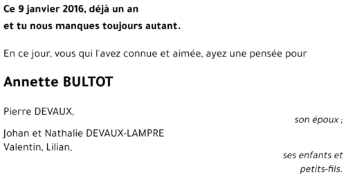 Annette BULTOT