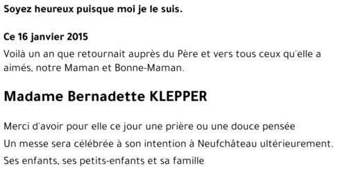 Bernadette KLEPPER 