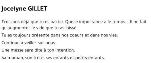 Jocelyne GILLET